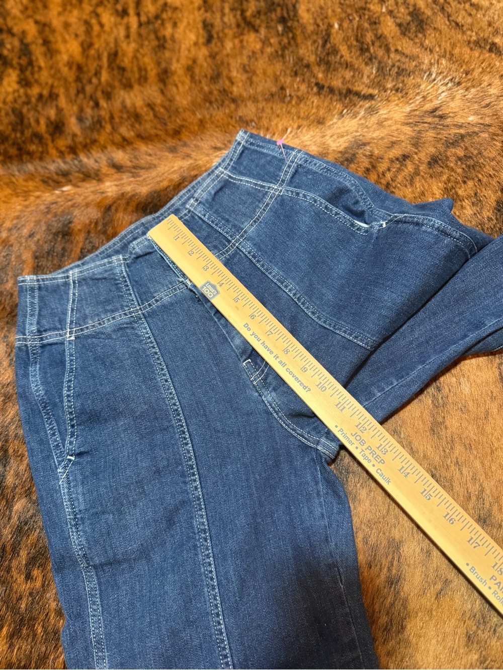 Pilcro Seamed High-Rise Flare Blue Jeans Denim Womens 27X25 Triple Button-Fly - Picture 5 of 8
